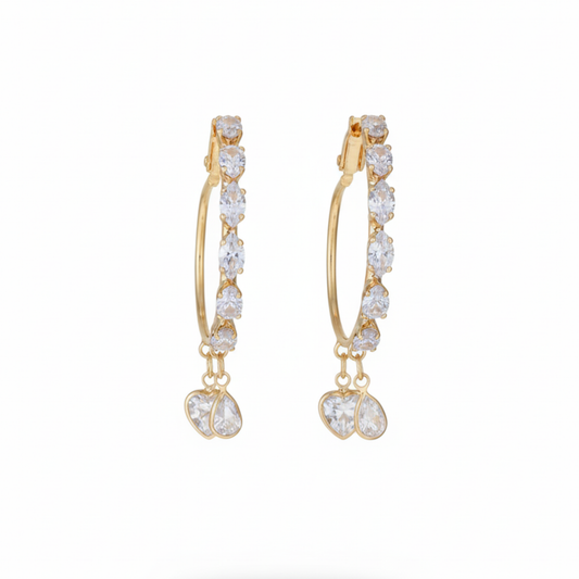 Arracadas con circonias y  corazón