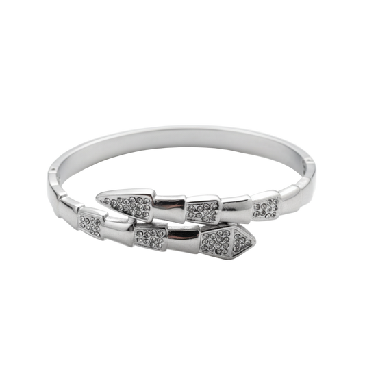 Brazalete plateado Ouroboros Bvlgari Style