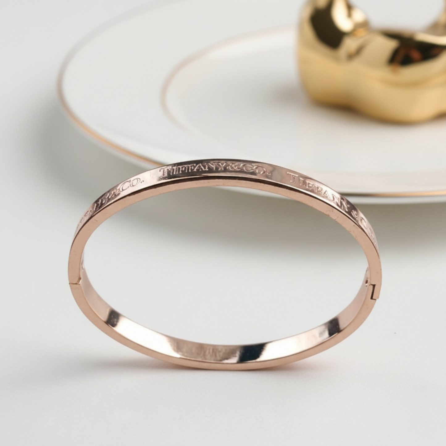 Brazalete Grabada Tiffany Style- Oro rosa