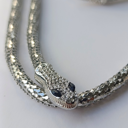 Conjunto Collar y Pulsera Serpiente Plateada