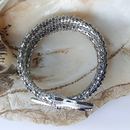Conjunto Collar y Pulsera Serpiente Plateada